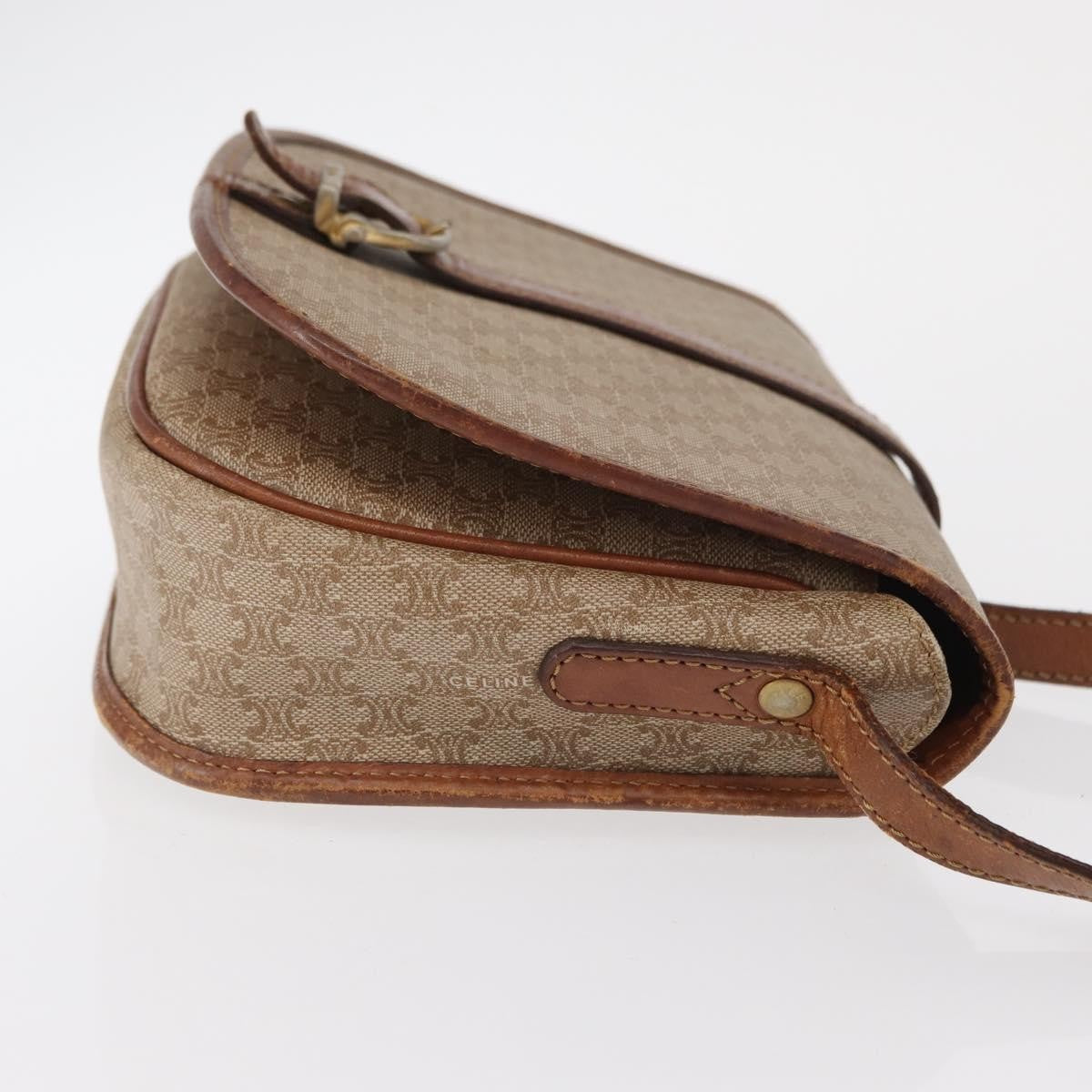 Celine Vintage Macadam Canvas And Leather Beige Canvas Shoulder Bag Bag (Pre-Owned)