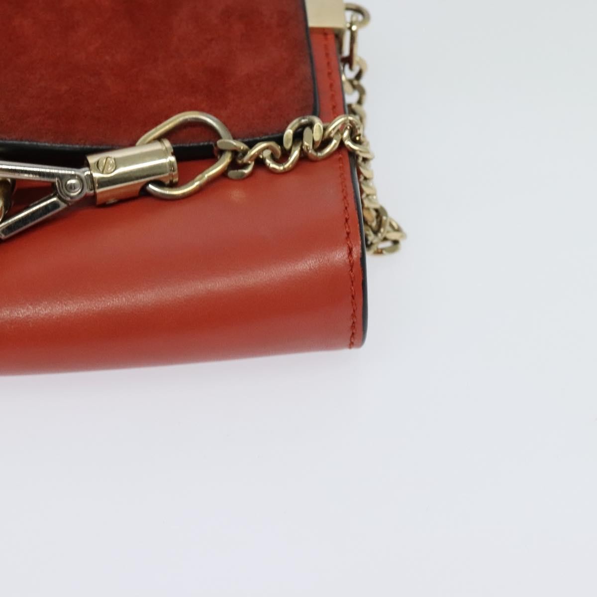 Chloe Faye Leather And Suede Red Leather Shoulder Bag Bag (Pre-Owned)