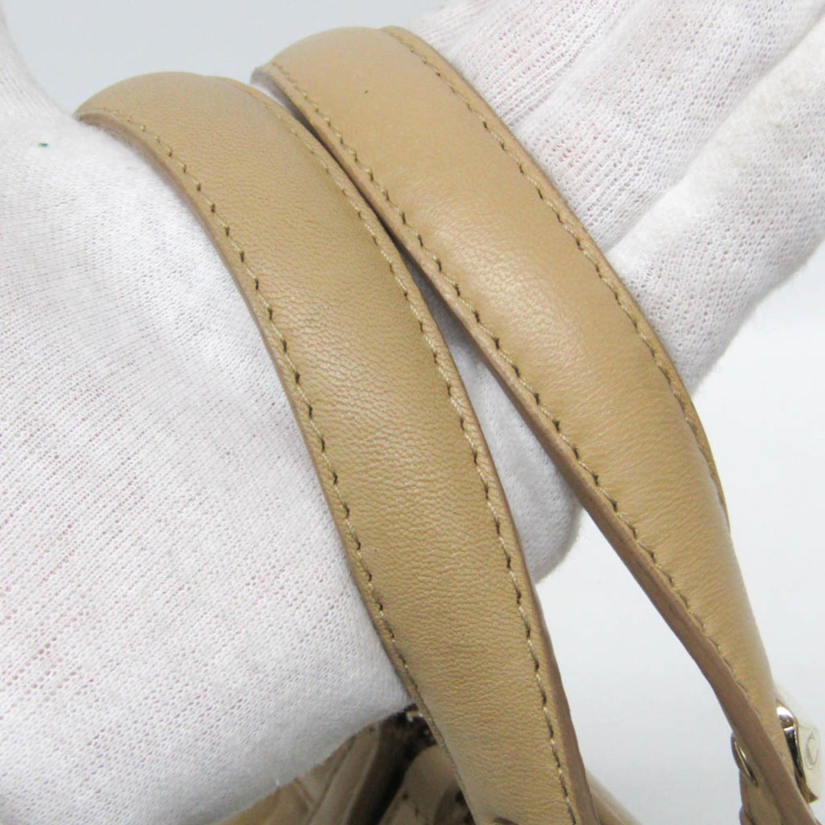 Christian Dior Lady Cannage Matelassé Beige Leather Handbag (Pre-Owned)