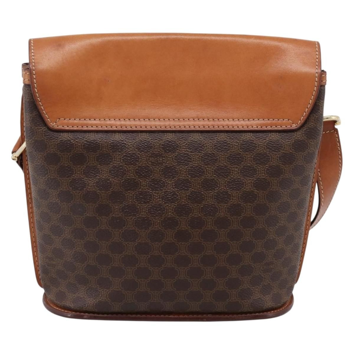 Celine Macadam Leather Brown Canvas Shoulder Bag Bag (Pre-Owned)