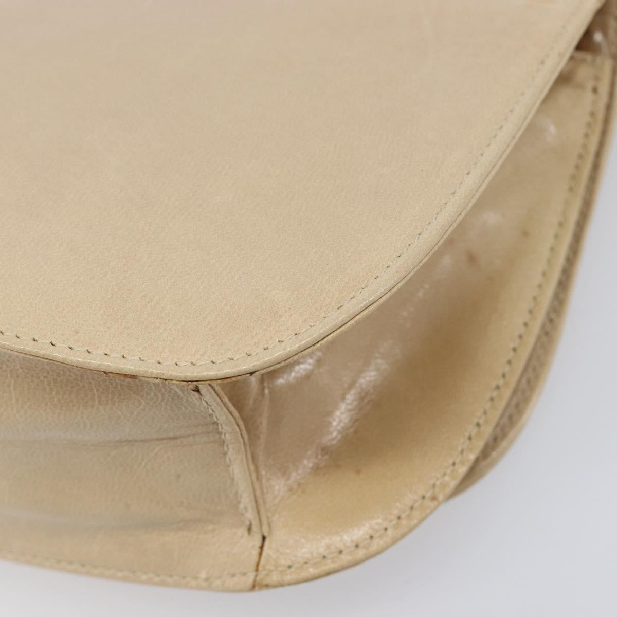 Prada Resin Chain Ruffle Flap Leather Beige Leather Handbag (Pre-Owned)