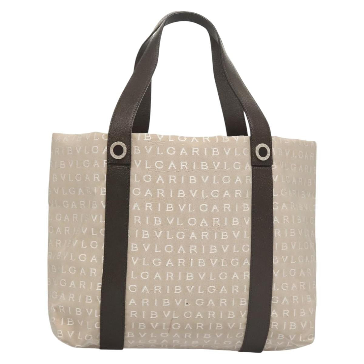 Bvlgari Logomania Canvas Beige Canvas Shoulder Bag Bag (Pre-Owned)