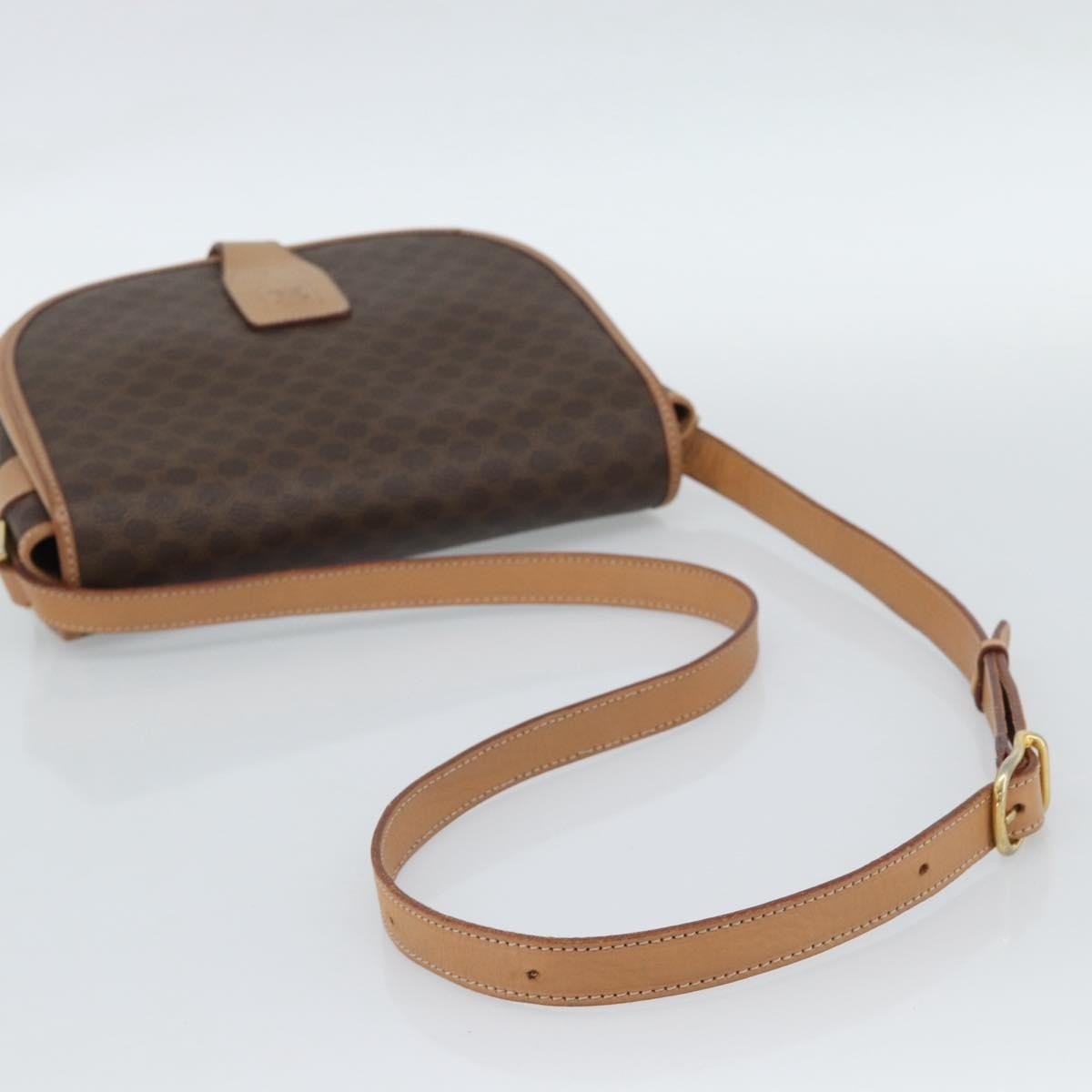 Celine Vintage Macadam Canvas And Leather Brown Canvas Shoulder Bag Bag (Pre-Owned)