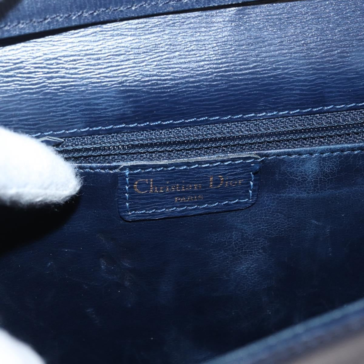 Christian Dior Vintage Cd Flap Leather Navy Leather Shoulder Bag Bag (Pre-Owned)