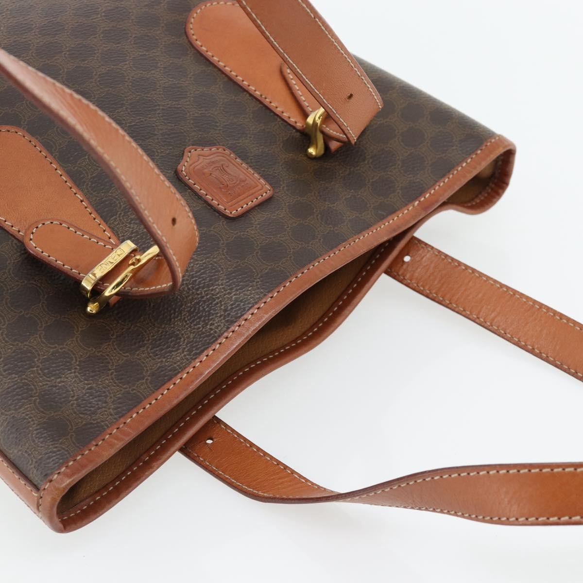 Celine Vintage Macadam Canvas And Leather Brown Canvas Tote Bag Bag (Pre-Owned)