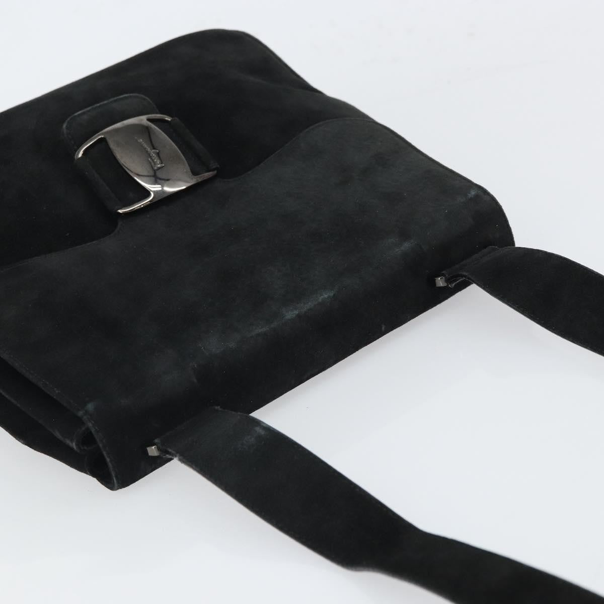 Salvatore Ferragamo Vala Suede Black Suede Shoulder Bag Bag (Pre-Owned)