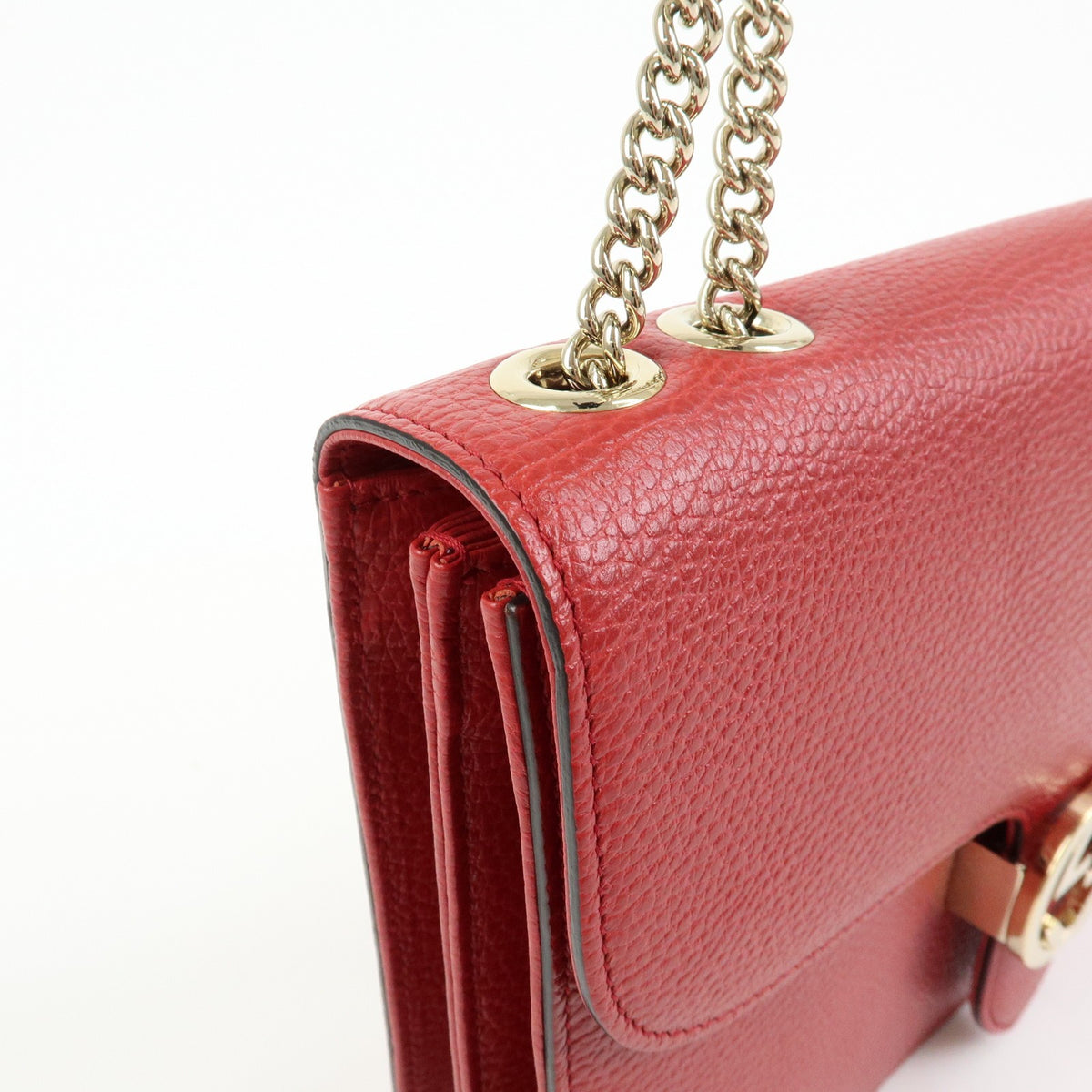 Gucci Interlocking Leather Red Leather Shoulder Bag Bag (Pre-Owned)