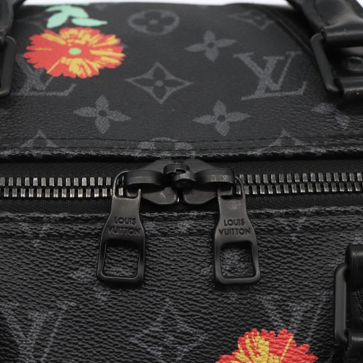 Louis Vuitton Keepall Bandouliere Limited Edition Foliage Monogram Eclipse Black Canvas Travel Bag Bag (Pre-Owned)