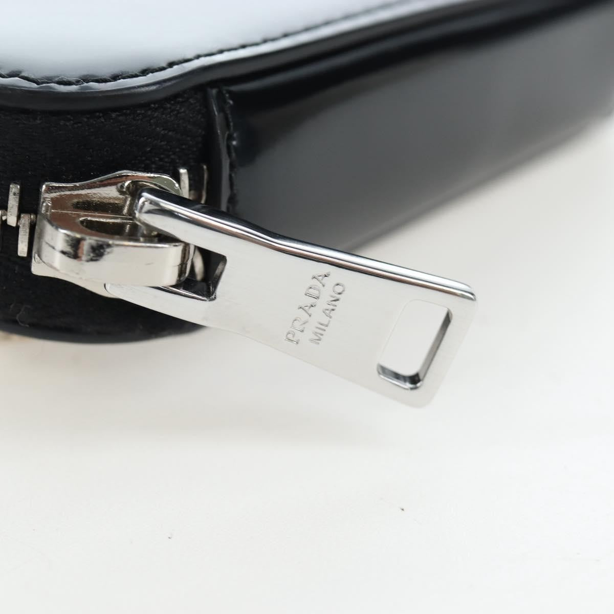 Prada Triangle Logo Zip Embossed Leather Black Leather Shoulder Bag Bag (Pre-Owned)