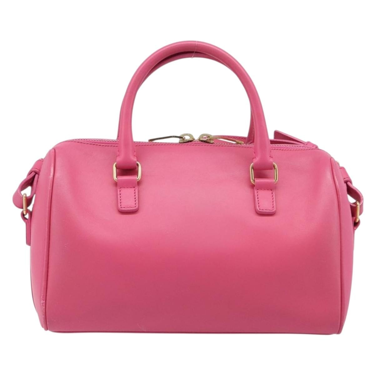 Saint Laurent Classic Duffle Leather Pink Leather Handbag (Pre-Owned)