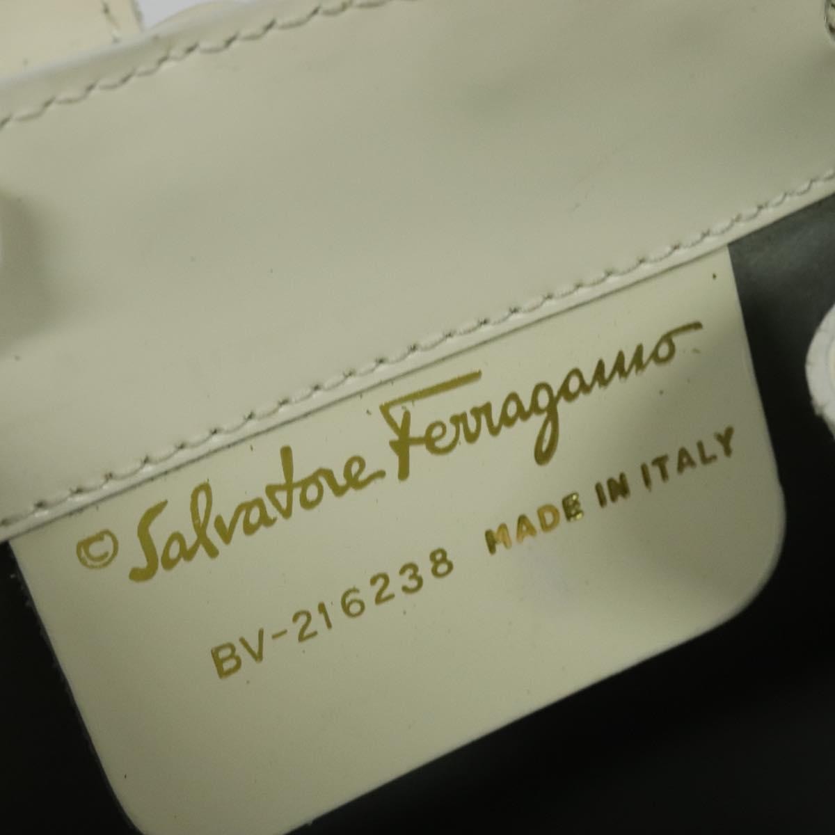 Salvatore Ferragamo Vintage Gancini Patent Leather White Patent_Leather Backpack Bag (Pre-Owned)