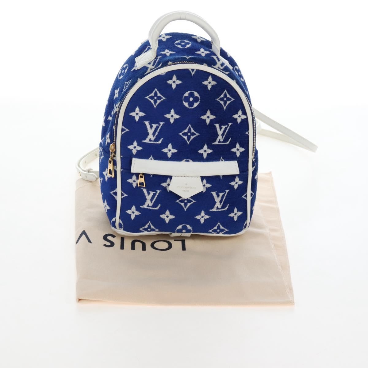 Louis Vuitton Palm Springs Lv Match Monogram Jacquard Velvet Blue Canvas Backpack Bag (Pre-Owned)