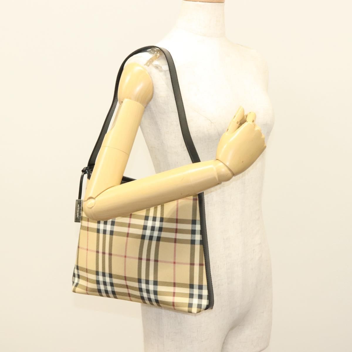 Burberry Shoulder Nova Check Canvas Beige Pvc Bag (Pre-Owned)