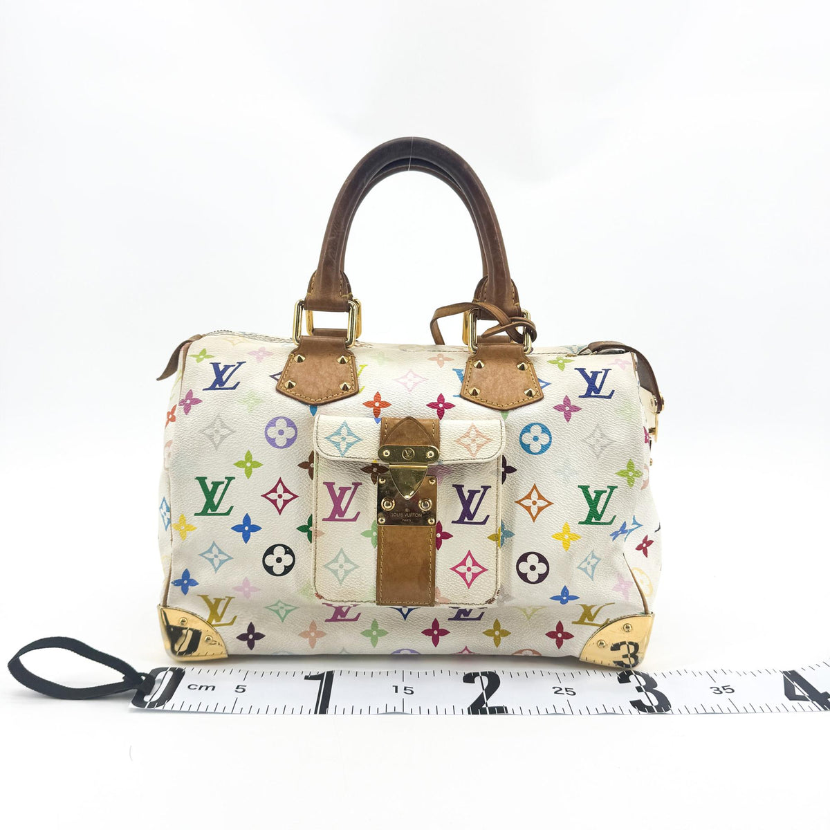 Louis Vuitton Speedy Monogram Multicolor White Canvas Handbag (Pre-Owned)