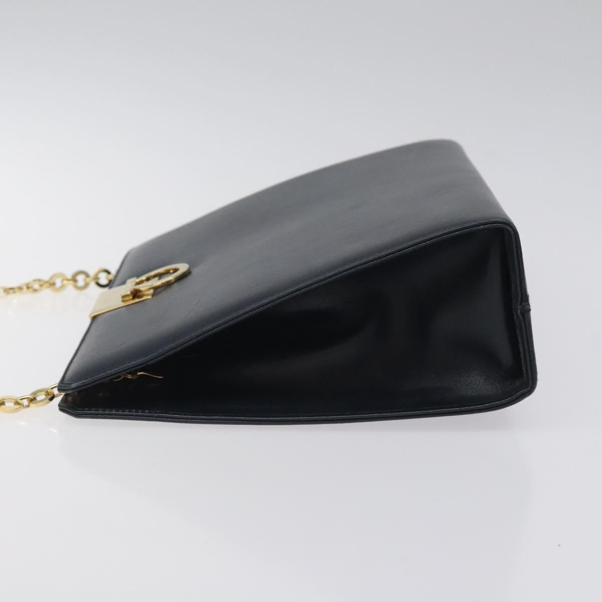 Salvatore Ferragamo Vintage Gancini Chain Leather Navy Leather Shoulder Bag Bag (Pre-Owned)