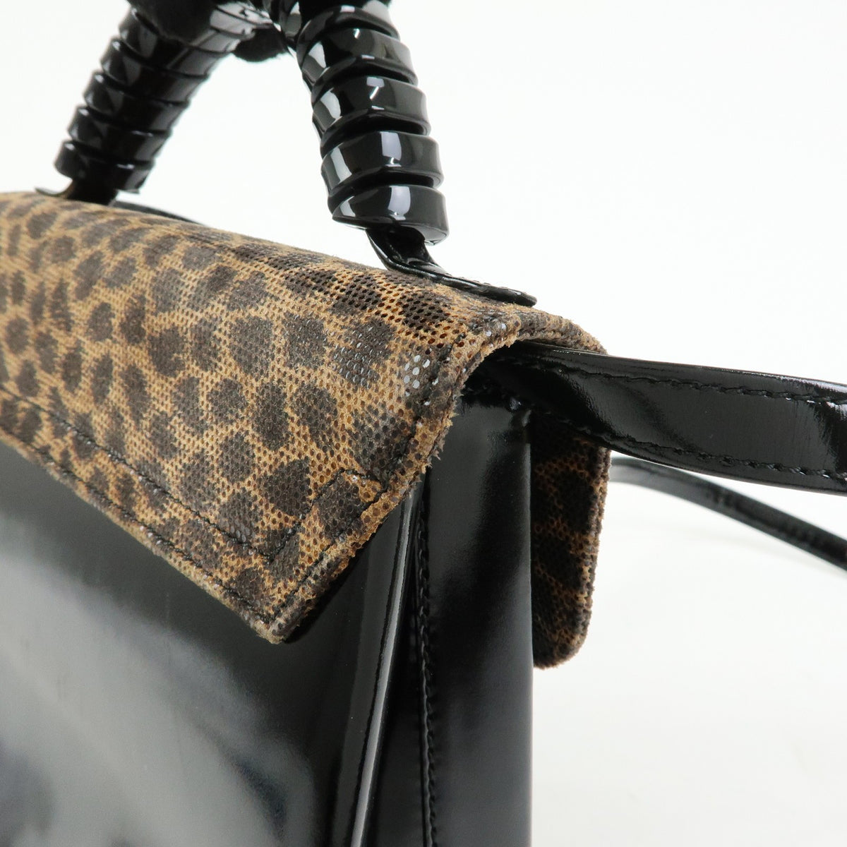 Loewe Vintage Velazquez Top Handle Leather Black Patent_Leather Handbag (Pre-Owned)