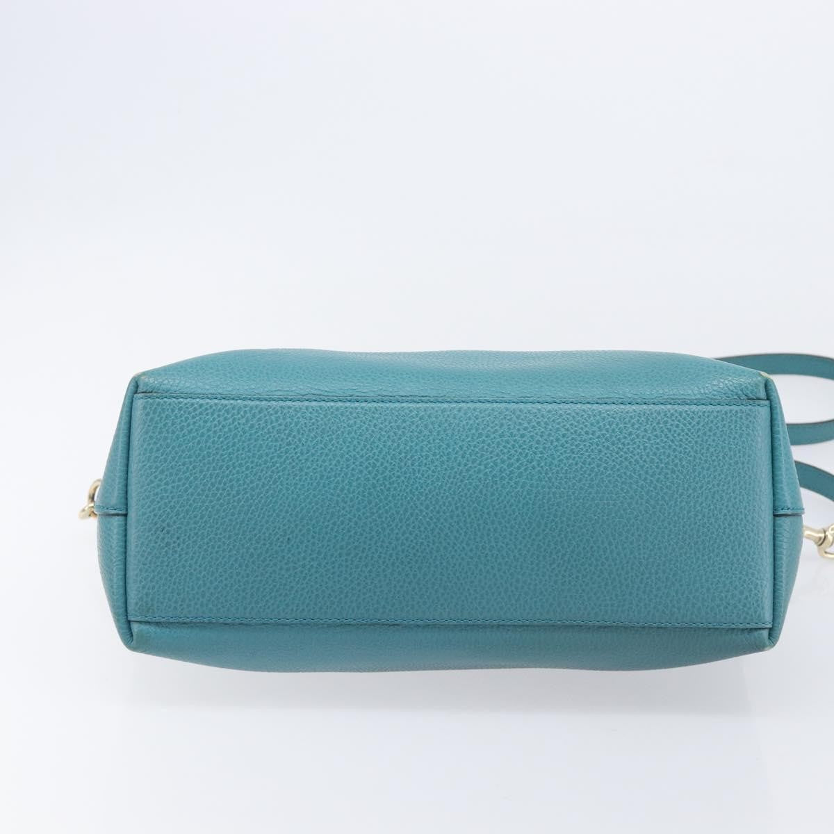 Gucci Gg Charm Convertible Dome Satchel Leather Blue Leather Handbag (Pre-Owned)