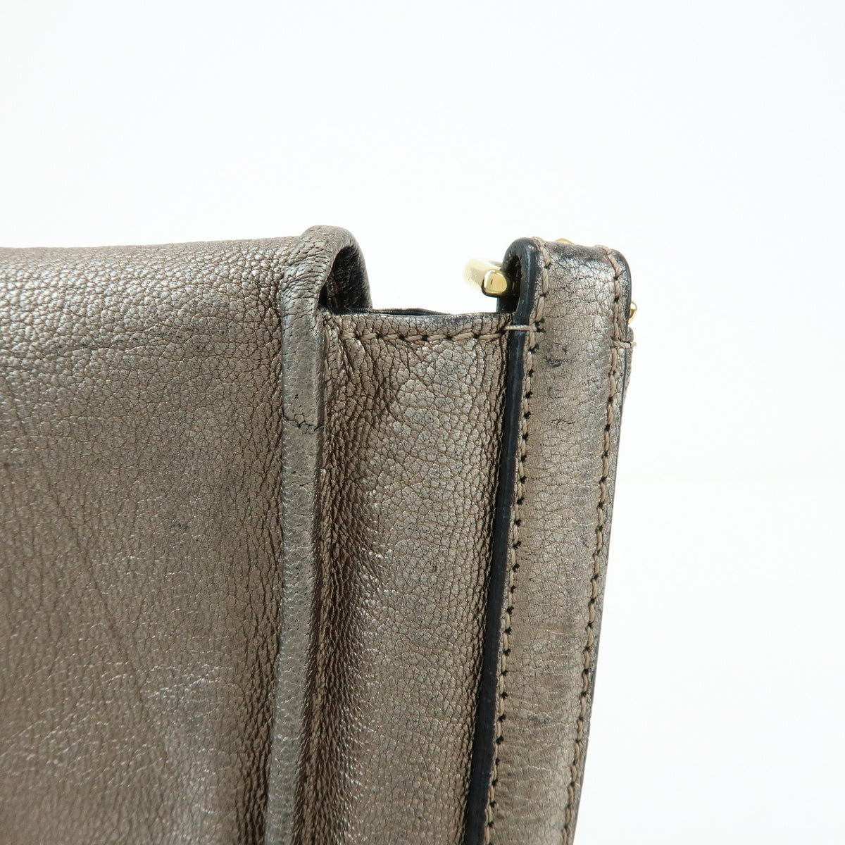 Loewe Shoulder Bag Leather Silver Leather Shoulder Bag Bag (Pre-Owned)