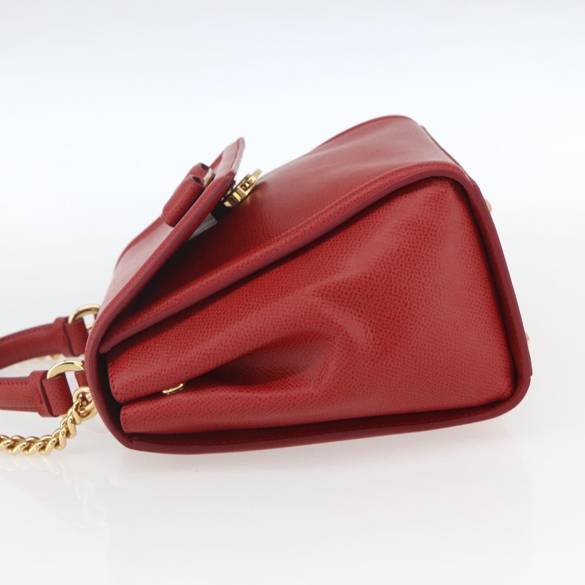 Salvatore Ferragamo Carrie Vara Saffiano Leather Red Leather Shoulder Bag Bag (Pre-Owned)