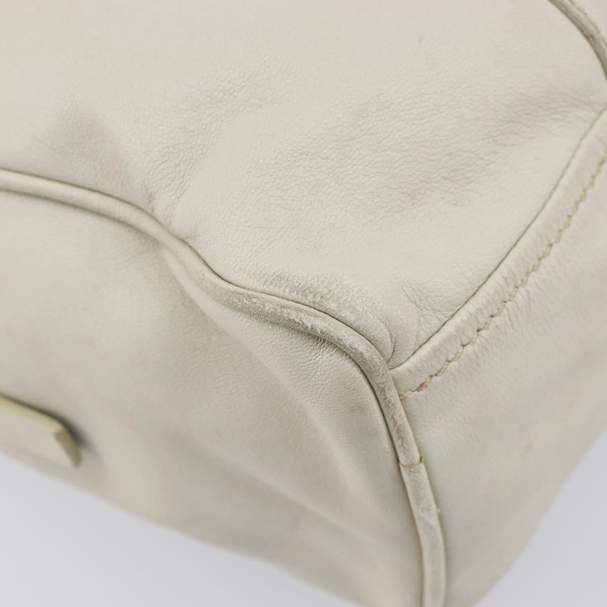 Prada Tote Leather White Leather Tote Bag Bag (Pre-Owned)