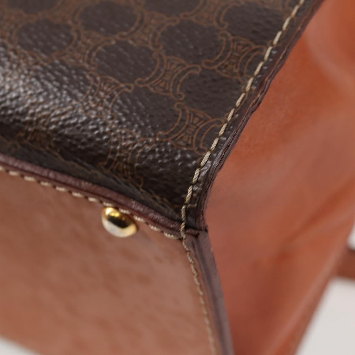 Celine Vintage Convertible Top Handle Macadam Coated Canvas Brown Canvas Handbag (Pre-Owned)