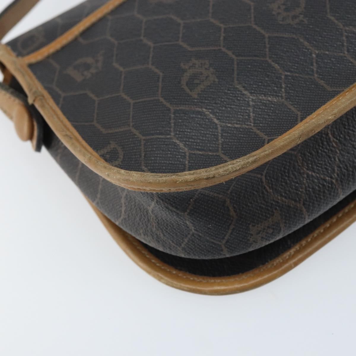 Christian Dior Vintage Honeycomb Flap Canvas And Leather Black Canvas Shoulder Bag Bag (Pre-Owned)