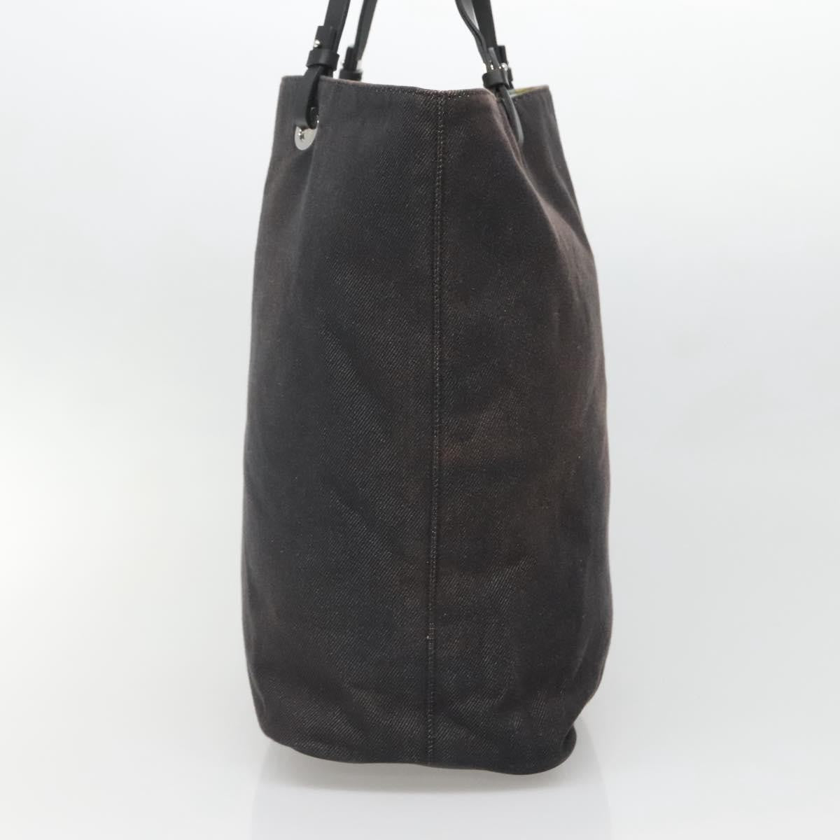 Salvatore Ferragamo Gancini Tote Canvas Black Canvas Tote Bag Bag (Pre-Owned)