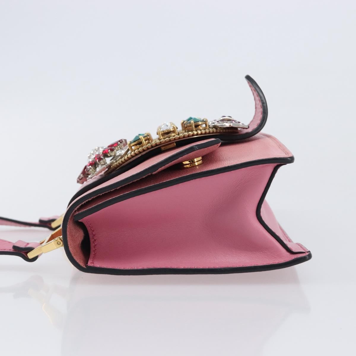 Miu Miu Madras Crystal Flap Leather Pink Leather Crossbody Bag Bag (Pre-Owned)