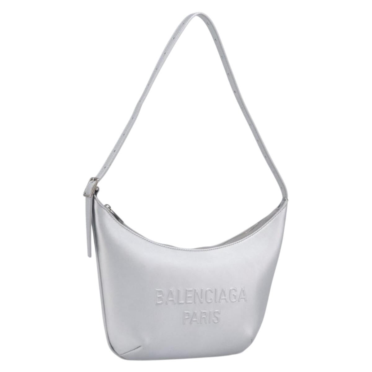 Balenciaga Mary Kate Sling Leather Silver Leather Handbag (Pre-Owned)
