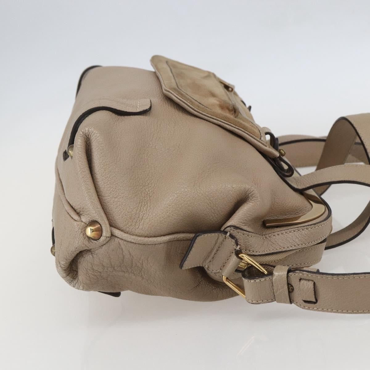 Chloe Abby Convertible Frame Satchel Leather With Suede Beige Leather Handbag (Pre-Owned)