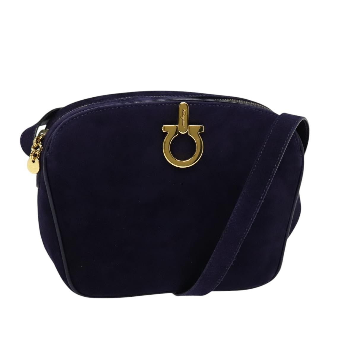 Salvatore Ferragamo Gancini Suede Purple Suede Shoulder Bag Bag (Pre-Owned)