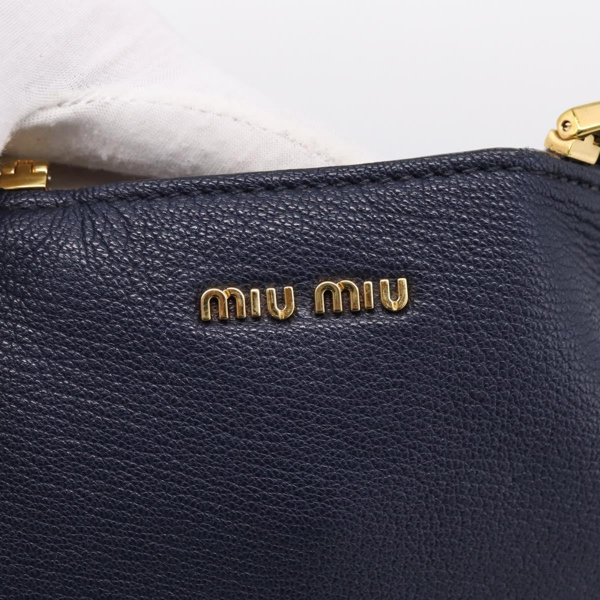 Miu Miu Madras Leather Navy Leather Shoulder Bag Bag (Pre-Owned)