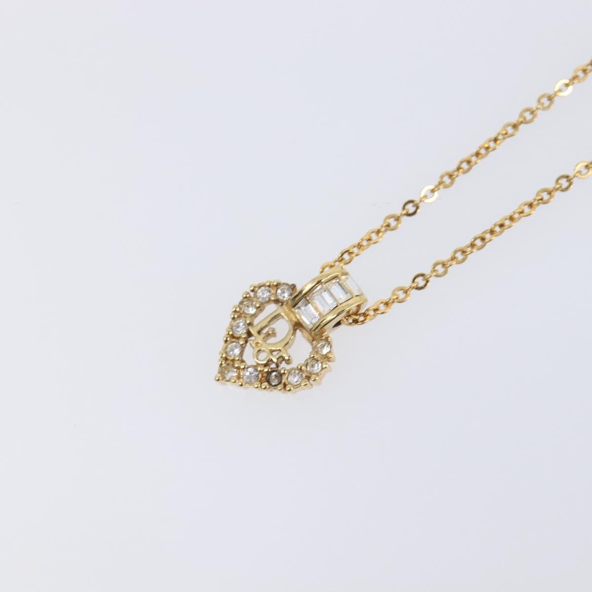 Christian Dior Logo Heart Pendant Metal Gold Metal Necklace Jewelry (Pre-Owned)