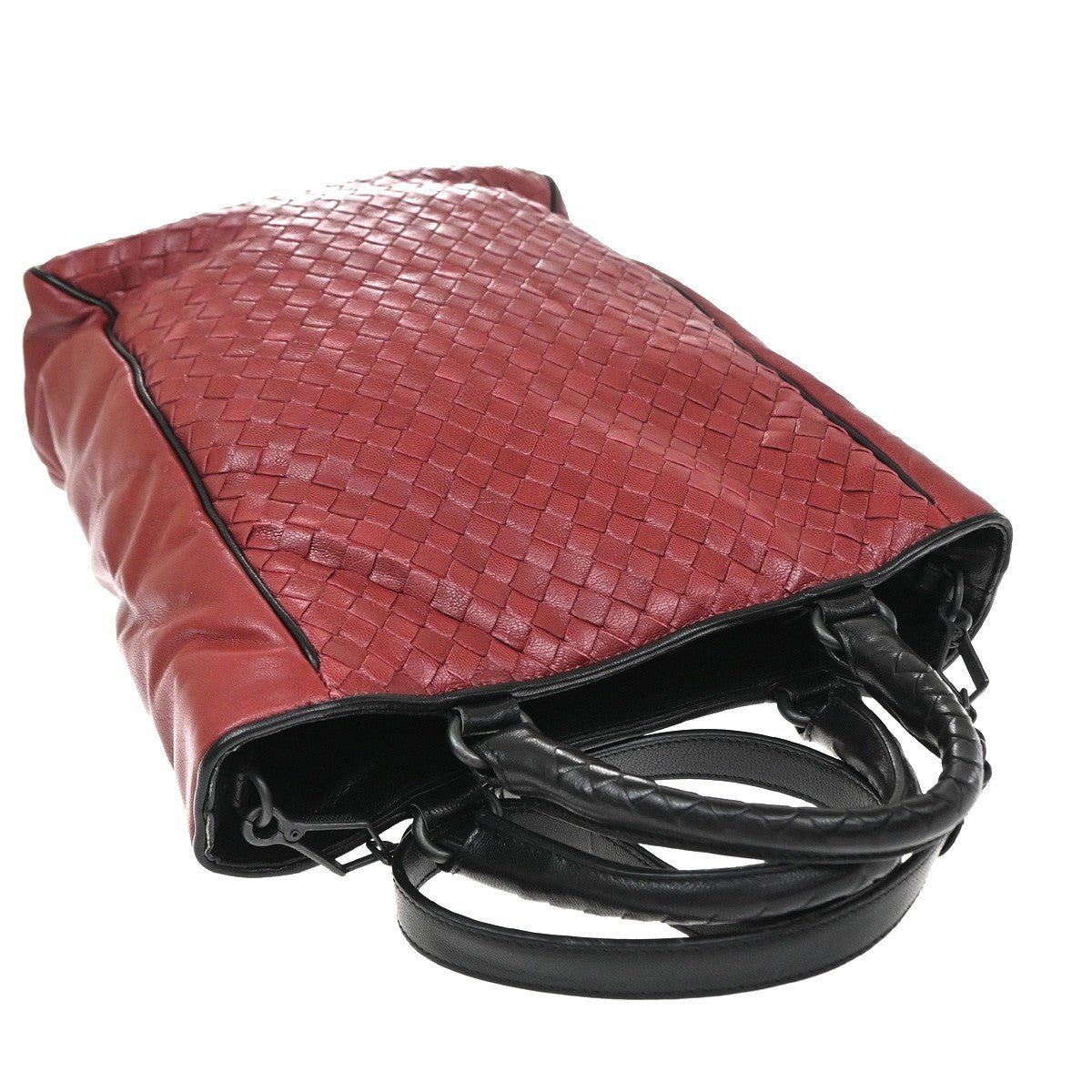 Bottega Veneta Convertible Open Tote Intrecciato Nappa Red Leather Tote Bag Bag (Pre-Owned)