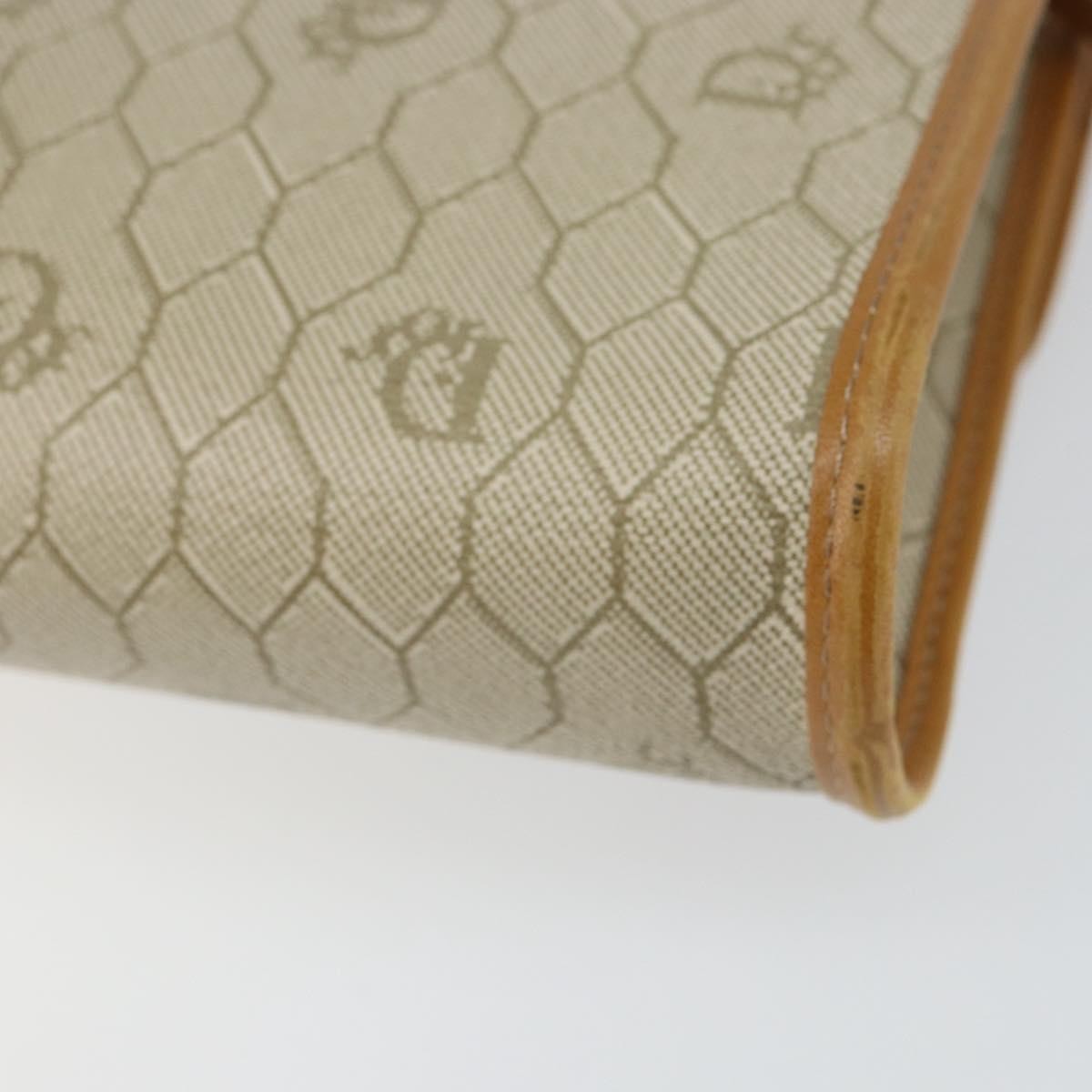 Christian Dior Vintage Honeycomb Flap Canvas And Leather Beige Canvas Shoulder Bag Bag (Pre-Owned)