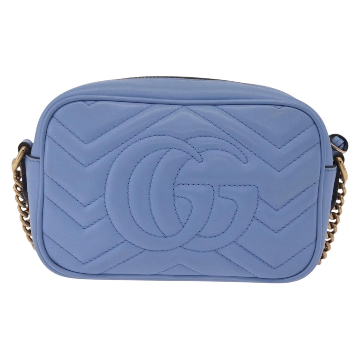 Gucci Gg Marmont Matelasse Patent Blue Leather Shoulder Bag Bag (Pre-Owned)