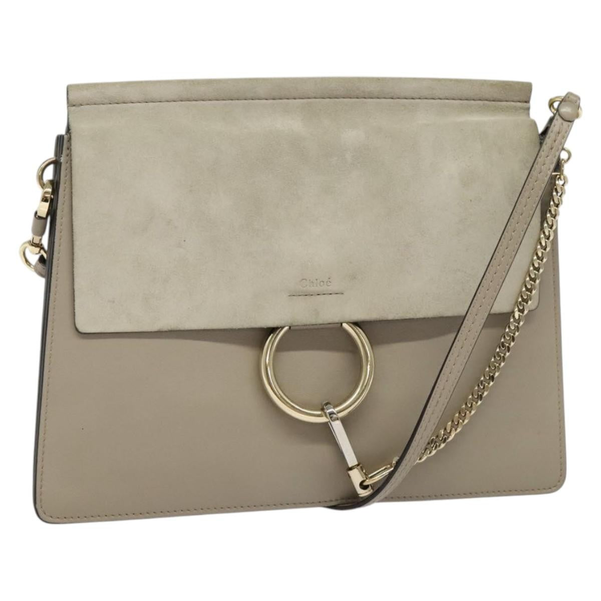 Chloe Faye Leather And Suede Gray Suede Shoulder Bag Bag (Pre-Owned)