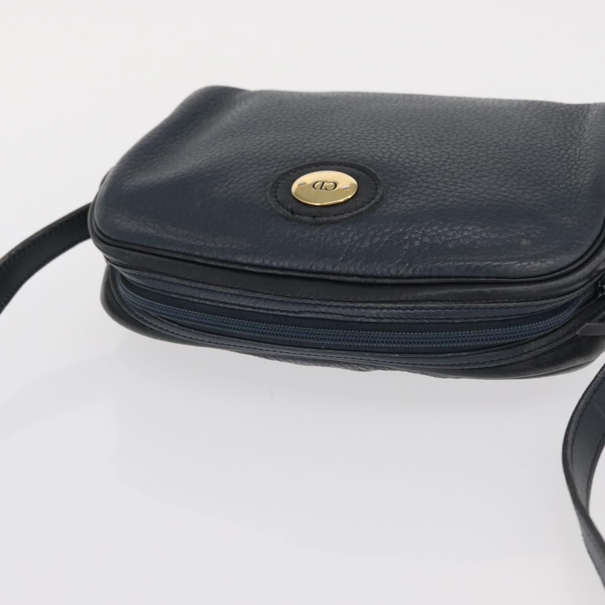 Christian Dior Vintage Cd Logo Leather Navy Leather Shoulder Bag Bag (Pre-Owned)