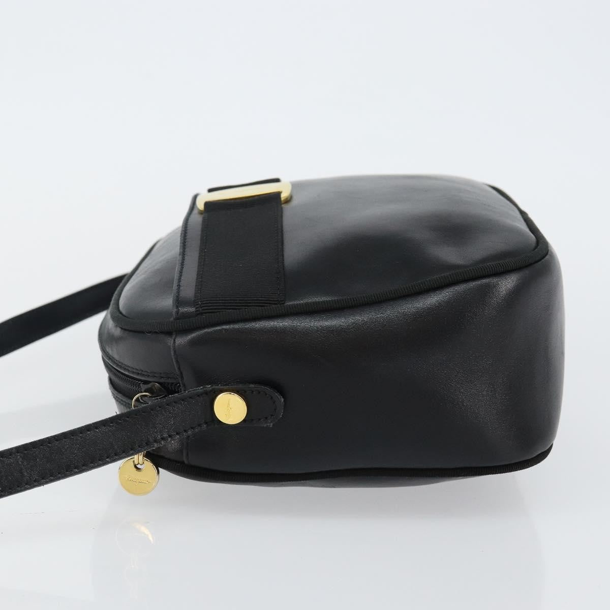 Salvatore Ferragamo Vala Leather Black Leather Shoulder Bag Bag (Pre-Owned)