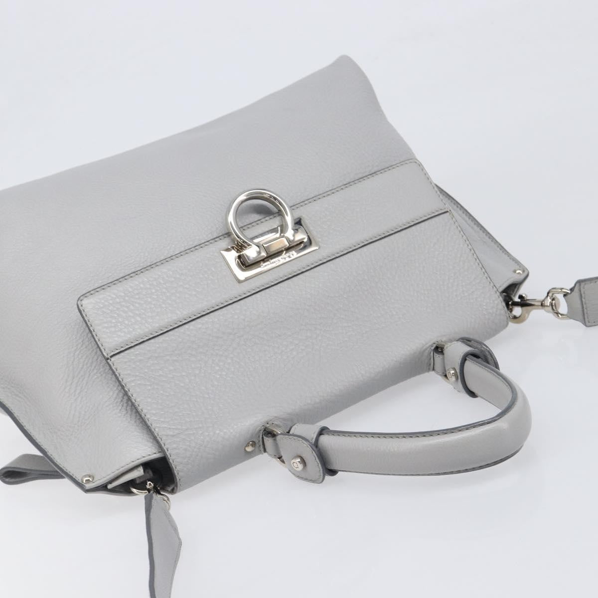 Salvatore Ferragamo Sofia Satchel Leather Gray Leather Handbag (Pre-Owned)