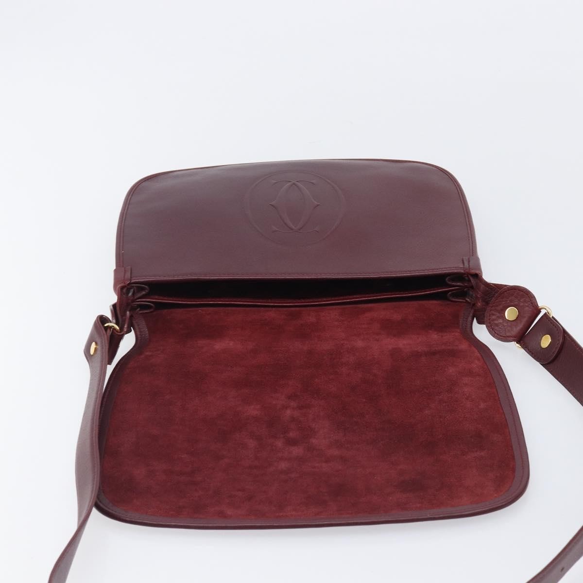 Cartier Must De Cartier Leather Burgundy Leather Shoulder Bag Bag (Pre-Owned)