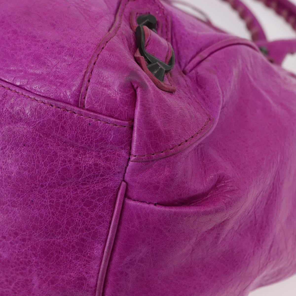 Balenciaga Classic Studs Sunday Tote Leather Purple Leather Handbag (Pre-Owned)