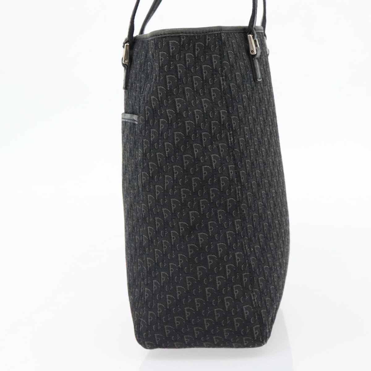 Christian Dior Vintage Open Pocket Diorissimo Canvas Black Canvas Tote Bag Bag (Pre-Owned)