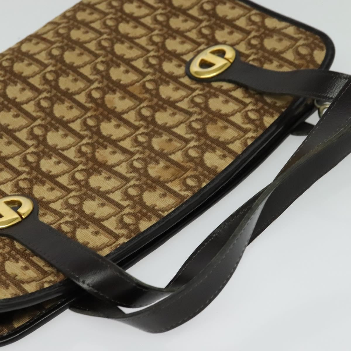 Christian Dior Vintage Trotter Canvas Brown Canvas Handbag (Pre-Owned)