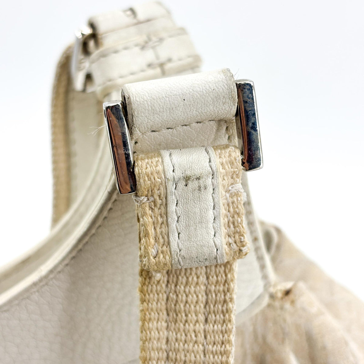 Christian Dior Vintage Trotter Street Chic Pocket Hobo Diorissimo Canvas White Canvas Shoulder Bag Bag (Pre-Owned)