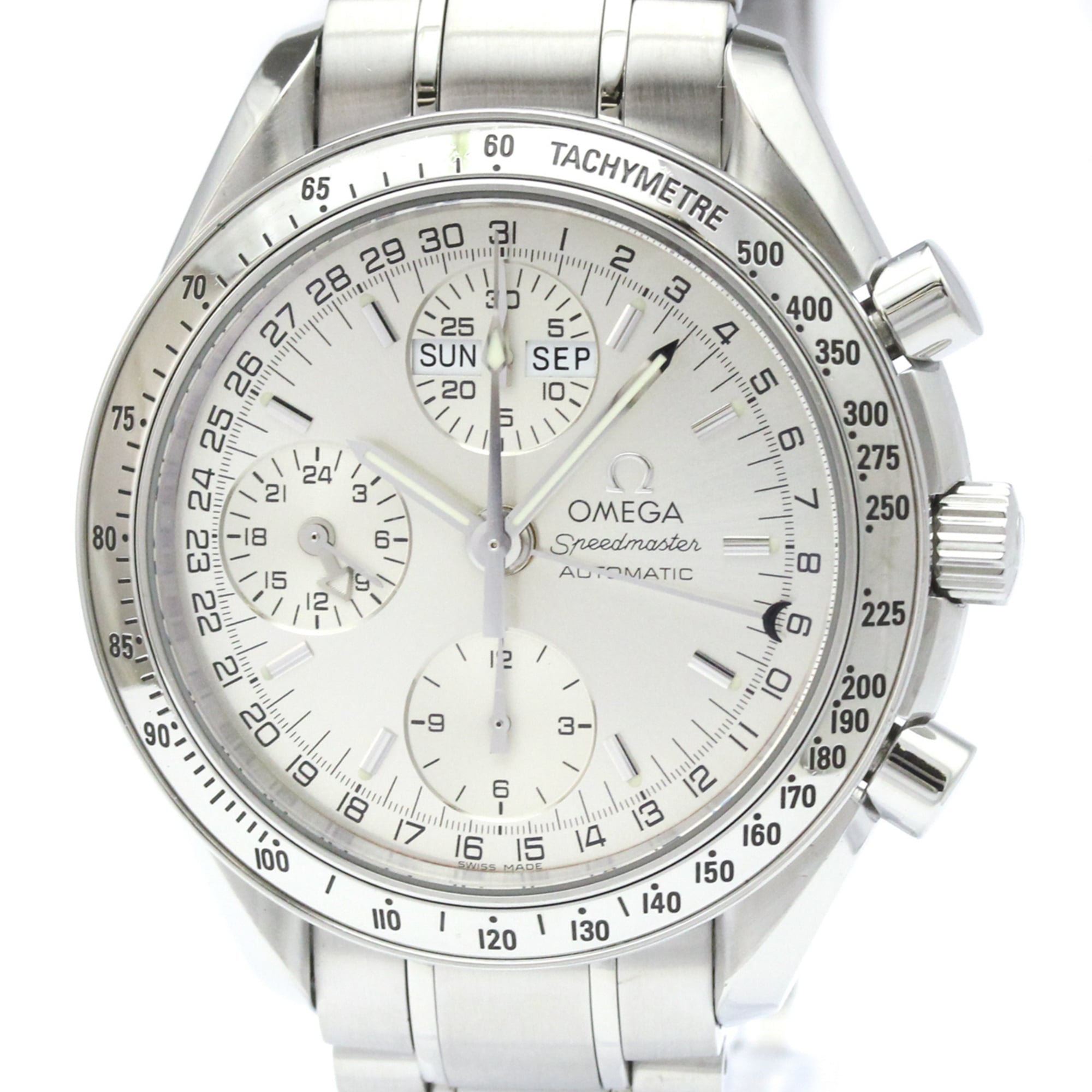 Omega Speedmaster Day-Date Chronograph Automatic Stainless Steel Watch (Pre-Owned)