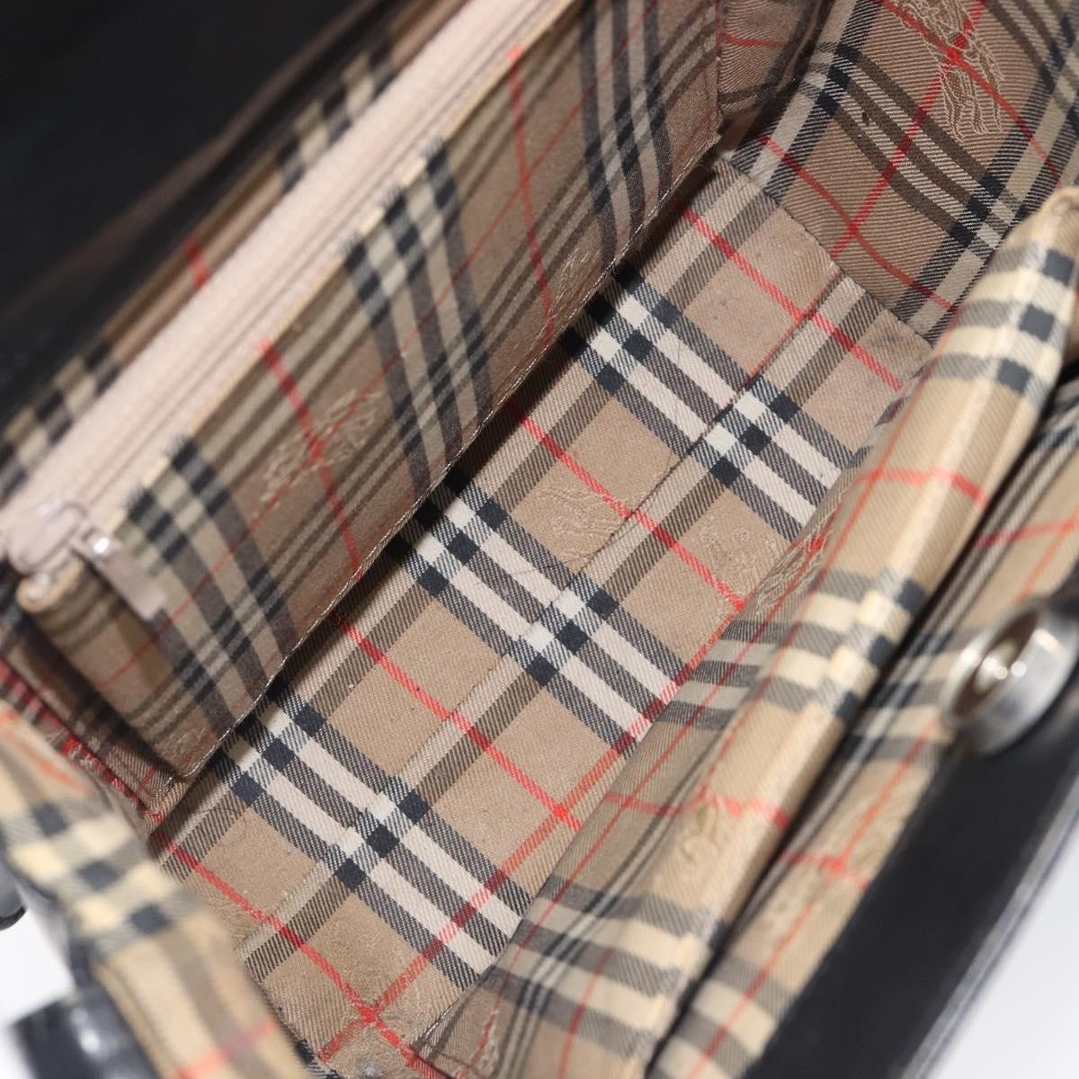 Burberry Nova Check Canvas And Leather Black Leather Handbag (Pre-Owned)