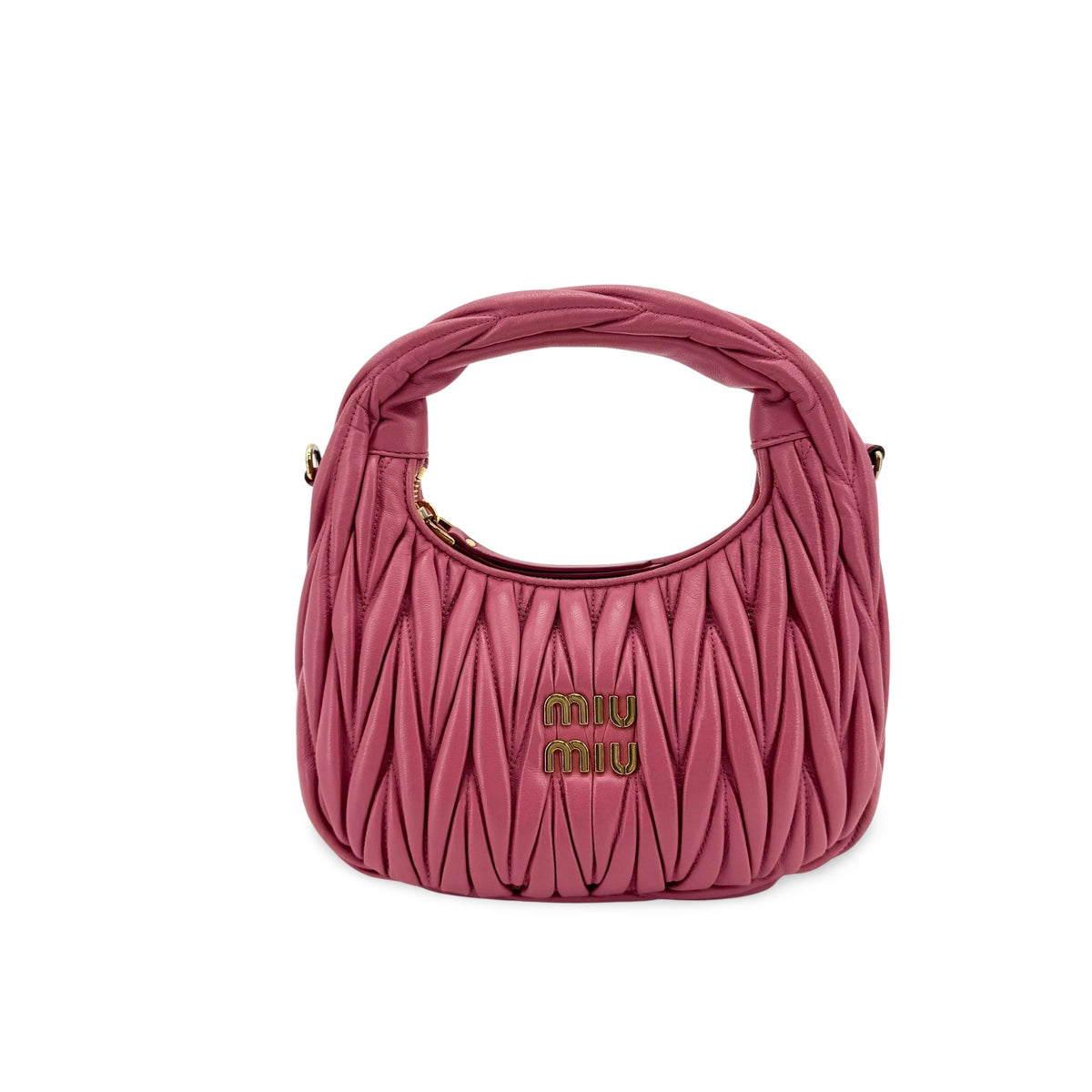 Miu Miu Wander Hobo Matelasse Satin Pink Leather Shoulder Bag Bag (Pre-Owned)