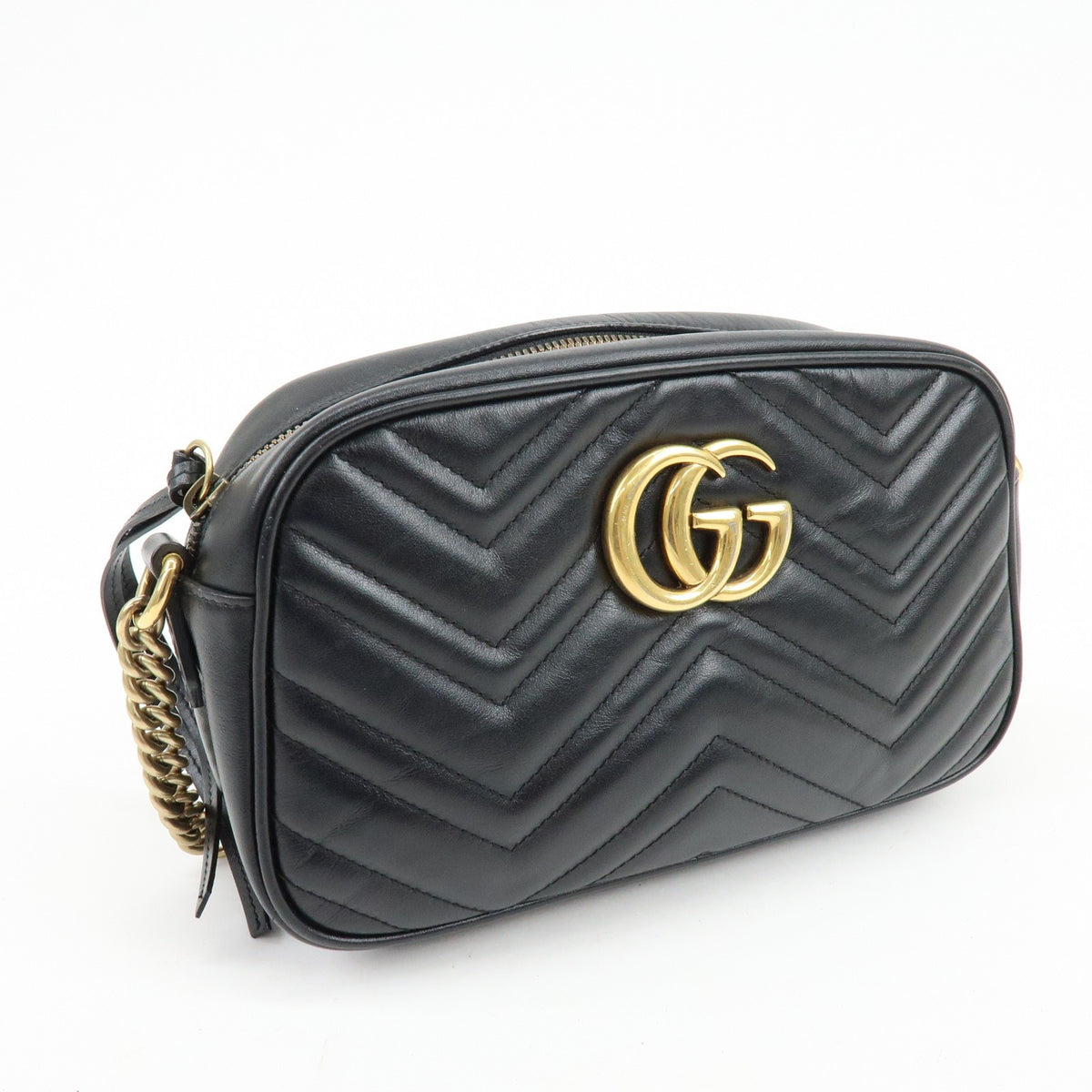 Gucci Gg Marmont Matelasse Leather Black Leather Shoulder Bag Bag (Pre-Owned)