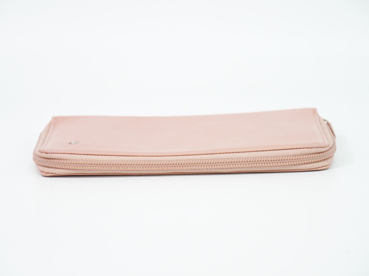 Chanel Camellia Zip Around Organizer Leather Pink Leather Wallets Accessory (Pre-Owned)